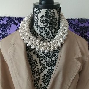 Off white choker rope fabric necklace